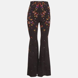 Givenchy Black Floral Print Stretch Crepe Wide Leg Trousers M